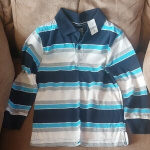 ❄️🍂🌷 Childrens Place Striped Blue and White Kids Polo Shirt